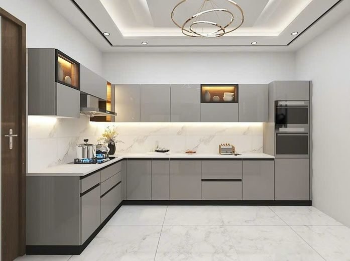 تصميم مطبخ حديث في حي النسيم بالرياض بخزائن عصرية وإضاءة مميزة