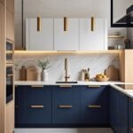 معلم مطابخ يقوم بتركيب خزائن جديدة